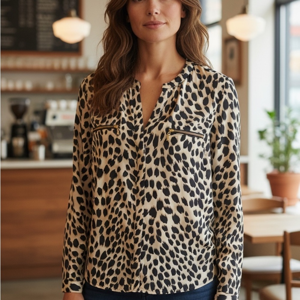 🌺NWOT🌺 INC International Concepts Leopard Print Blouse - Picture 2 of 4